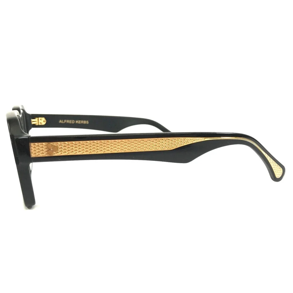 Alfred Kerbs Eyeglasses Frames FRANK BK Black Gold Square Full Rim 54-17-142